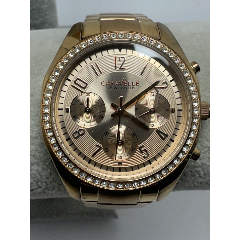 Caravelle Bulova New York 44L117 New Battery Lady Watch 37MM 6" Chronograph M34